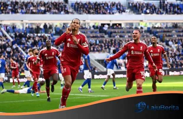 Drama Menit Akhir! Tandukan Virgil van Dijk Bawa Liverpool Bungkam Everton di Derbi Merseyside